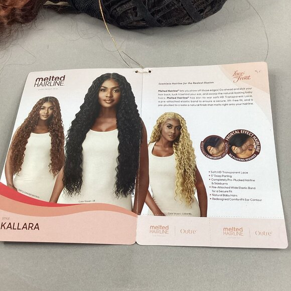 Kallara #DRFF2/Ginger Brown Long Wavy Melted Hairline Synthetic Lace Front Wig - Picture 10 of 10